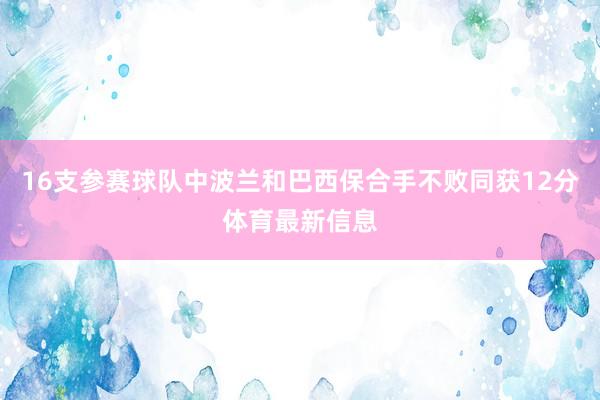 16支参赛球队中波兰和巴西保合手不败同获12分体育最新信息