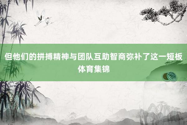 但他们的拼搏精神与团队互助智商弥补了这一短板体育集锦