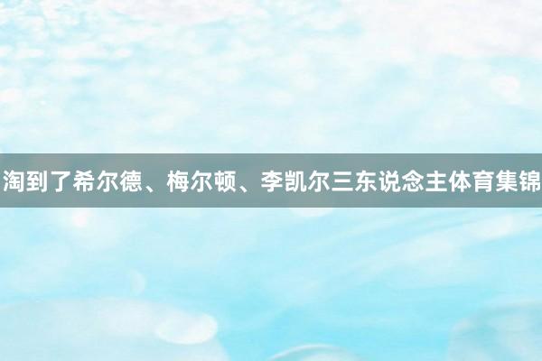 淘到了希尔德、梅尔顿、李凯尔三东说念主体育集锦