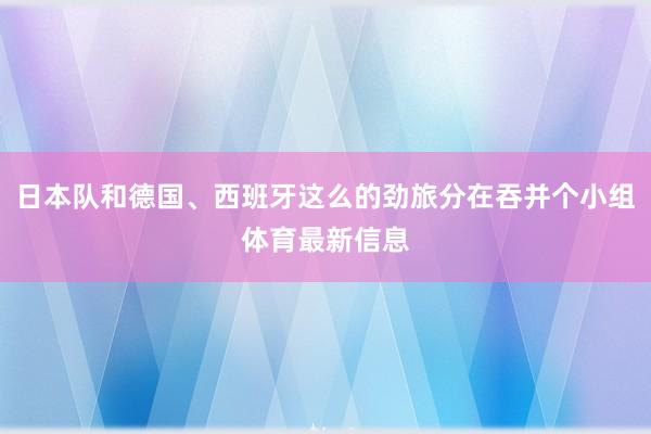 日本队和德国、西班牙这么的劲旅分在吞并个小组体育最新信息