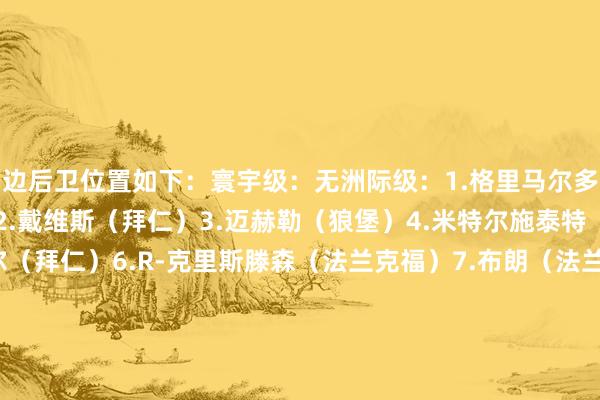 边后卫位置如下：寰宇级：无洲际级：1.格里马尔多（勒沃库森）国脚级：2.戴维斯（拜仁）3.迈赫勒（狼堡）4.米特尔施泰特（斯图加特）5.莱默尔（拜仁）6.R-克里斯滕森（法兰克福）7.布朗（法兰克福）8.劳姆（莱比锡）9.本塞拜尼（多特）10.姆维尼（好意思因茨）11.罗特（柏林联）12.魏泽（不莱梅）13.库布勒（弗赖堡）14.京特尔（弗赖堡）    体育集锦